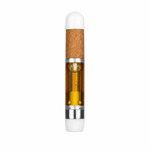 Close up of dense golden concentrate liquid inside a Purecybin one milliliter glass cell